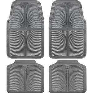 imageCAR PASS Rubber Floor Mats All Weather Waterproof TrimtoFit Automotive Mats for Cars Trucks SUV AntiSlip Easy Clean Heavy Duty Full Set 3Piece All BlackGray 4 Piece