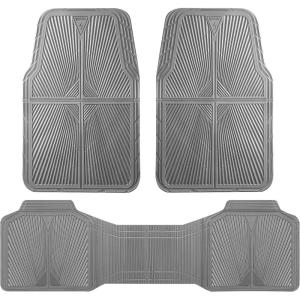 imageCAR PASS Rubber Floor Mats All Weather Waterproof TrimtoFit Automotive Mats for Cars Trucks SUV AntiSlip Easy Clean Heavy Duty Full Set 3Piece All BlackGray