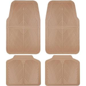 imageCAR PASS Rubber Floor Mats All Weather Waterproof TrimtoFit Automotive Mats for Cars Trucks SUV AntiSlip Easy Clean Heavy Duty Full Set 3Piece All BlackAllBeige 4 Piece
