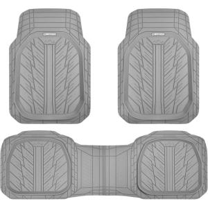 imageCAR PASS Tire Tread DeepDish Rubber Floor Mats for car Heavy Duty car mats All Weather Universal XLM Trim to Fit for Truck SUV Vehicle Automotive Waterproof car mats 3 Piece red BlackLight Gray