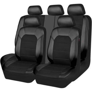 imageCAR PASS Universal Leather car seat Covers Sport fits Most Cars SUVs Trucks and Vans Full Set Black RedBlackBlack