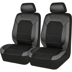 imageCAR PASS Universal Leather car seat Covers Sport fits Most Cars SUVs Trucks and Vans Full Set Black RedBlackGray