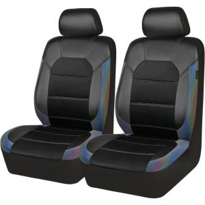imageCAR PASS Universal Leather car seat Covers Sport fits Most Cars SUVs Trucks and Vans Full Set Black RedChameleon Iridescent