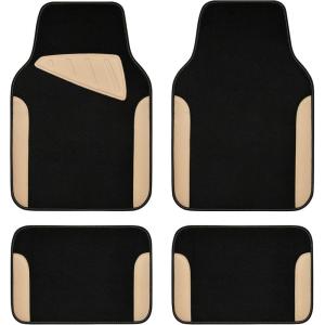 imageCAR PASS Waterproof Universal Fit Car Floor Mats Car Mats Fit for SUVVanssedans TrucksSet of 4pcs Car Carpet with Driver Heel Pad BeigeBeige