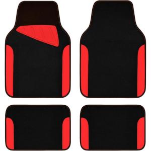imageCAR PASS Waterproof Universal Fit Car Floor Mats Car Mats Fit for SUVVanssedans TrucksSet of 4pcs Car Carpet with Driver Heel Pad BeigeRed