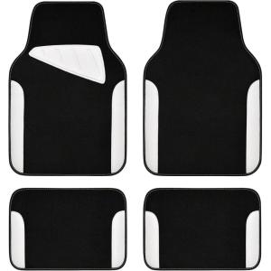 imageCAR PASS Waterproof Universal Fit Car Floor Mats Car Mats Fit for SUVVanssedans TrucksSet of 4pcs Car Carpet with Driver Heel Pad BeigeWhite