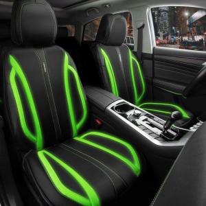 imageCAR Pass Nappa Leather Car Seat Covers Durable Waterproof Luxury Universal for SUV Pickup Truck Sedan AntiSlip Driver 5 Seats Covers Full Set with Backrest Black Chameleon Iridescent ReflectiveGreen Black