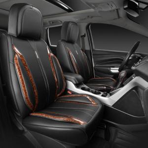 imageCAR Pass Nappa Leather Car Seat Covers Durable Waterproof Luxury Universal for SUV Pickup Truck Sedan AntiSlip Driver 5 Seats Covers Full Set with Backrest Black Chameleon Iridescent ReflectiveBrown Wood Grain