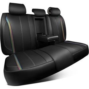imageCAR Pass Nappa Leather Car Seat Covers Durable Waterproof Luxury Universal for SUV Pickup Truck Sedan AntiSlip Driver 5 Seats Covers Full Set with Backrest Black Chameleon Iridescent ReflectiveBlack Chameleon Back