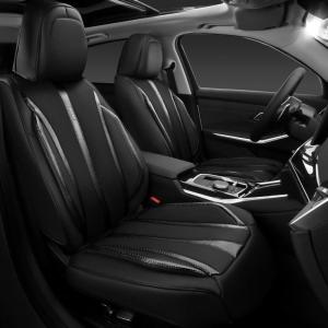 imageCAR Pass Nappa Leather Car Seat Covers Durable Waterproof Luxury Universal for SUV Pickup Truck Sedan AntiSlip Driver 5 Seats Covers Full Set with Backrest Black Chameleon Iridescent ReflectiveBlack carbon