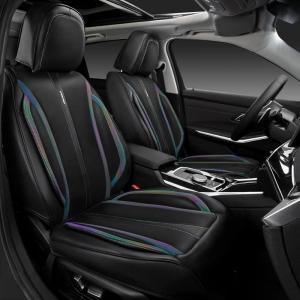 imageCAR Pass Nappa Leather Car Seat Covers Durable Waterproof Luxury Universal for SUV Pickup Truck Sedan AntiSlip Driver 5 Seats Covers Full Set with Backrest Black Chameleon Iridescent ReflectiveBlack Chameleon