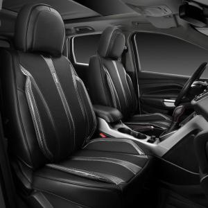 imageCAR Pass Nappa Leather Car Seat Covers Durable Waterproof Luxury Universal for SUV Pickup Truck Sedan AntiSlip Driver 5 Seats Covers Full Set with Backrest Black Chameleon Iridescent ReflectiveGray Carbon
