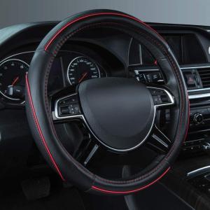 imageCar Pass Colour Piping Leather Steering Wheel CoverPerfectly fit for 14515 inches for Various Vehicles SUVsVansSedansCars Black ampamp RedBlack and Red