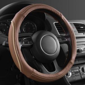 imageCar Pass Colour Piping Leather Steering Wheel CoverPerfectly fit for 14515 inches for Various Vehicles SUVsVansSedansCars Black ampamp RedCaynne