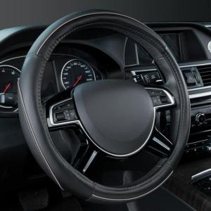 imageCar Pass Colour Piping Leather Steering Wheel CoverPerfectly fit for 14515 inches for Various Vehicles SUVsVansSedansCars Black ampamp RedGrey