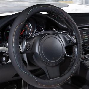 imageCar Pass Colour Piping Leather Steering Wheel CoverPerfectly fit for 14515 inches for Various Vehicles SUVsVansSedansCars Black ampamp RedMulticolor
