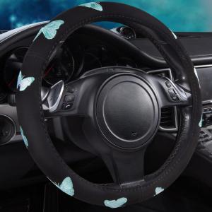 imageCar Pass Pink Embroidery Butterfly Steering Wheel Cover Universal 15 Inch Car Wheel Cover for Women Girls Fit for SuvsSmall TrucksSedansCars Black and PinkBlack and Mint