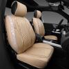 imageCAR Pass Bling Car Seat Covers Microfiber Nappa Leather Luxury Cushioned Waterproof HeavyDuty AntiSlip Universal Fit for Auto SUV Sedan Sparkly Glitter Shining Rhinestone Full Set Black DiamondBeige Leather