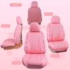 imageCAR Pass Bling Car Seat Covers Microfiber Nappa Leather Luxury Cushioned Waterproof HeavyDuty AntiSlip Universal Fit for Auto SUV Sedan Sparkly Glitter Shining Rhinestone Full Set Black DiamondPink leather