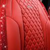 imageCAR Pass Bling Car Seat Covers Microfiber Nappa Leather Luxury Cushioned Waterproof HeavyDuty AntiSlip Universal Fit for Auto SUV Sedan Sparkly Glitter Shining Rhinestone Full Set Black DiamondRed leather