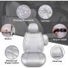 imageCAR Pass Bling Car Seat Covers Microfiber Nappa Leather Luxury Cushioned Waterproof HeavyDuty AntiSlip Universal Fit for Auto SUV Sedan Sparkly Glitter Shining Rhinestone Full Set Black DiamondSilver Leather