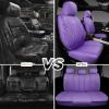 imageCAR Pass Bling Car Seat Covers Microfiber Nappa Leather Luxury Cushioned Waterproof HeavyDuty AntiSlip Universal Fit for Auto SUV Sedan Sparkly Glitter Shining Rhinestone Full Set Black DiamondViolet Leather