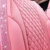 imageCAR Pass Bling Car Seat Covers Microfiber Nappa Leather Luxury Cushioned Waterproof HeavyDuty AntiSlip Universal Fit for Auto SUV Sedan Sparkly Glitter Shining Rhinestone Full Set Black DiamondPink leather