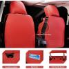 imageCAR Pass Bling Car Seat Covers Microfiber Nappa Leather Luxury Cushioned Waterproof HeavyDuty AntiSlip Universal Fit for Auto SUV Sedan Sparkly Glitter Shining Rhinestone Full Set Black DiamondRed leather