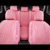 imageCAR Pass Bling Car Seat Covers Microfiber Nappa Leather Luxury Cushioned Waterproof HeavyDuty AntiSlip Universal Fit for Auto SUV Sedan Sparkly Glitter Shining Rhinestone Full Set Black DiamondPink leather
