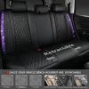 imageCAR Pass Bling Car Seat Covers Microfiber Nappa Leather Luxury Cushioned Waterproof HeavyDuty AntiSlip Universal Fit for Auto SUV Sedan Sparkly Glitter Shining Rhinestone Full Set Black DiamondViolet Diamond