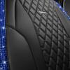 imageCAR Pass Bling Car Seat Covers Microfiber Nappa Leather Luxury Cushioned Waterproof HeavyDuty AntiSlip Universal Fit for Auto SUV Sedan Sparkly Glitter Shining Rhinestone Full Set Black DiamondBlue Diamond