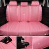 imageCAR Pass Bling Car Seat Covers Microfiber Nappa Leather Luxury Cushioned Waterproof HeavyDuty AntiSlip Universal Fit for Auto SUV Sedan Sparkly Glitter Shining Rhinestone Full Set Black DiamondPink leather