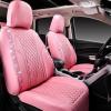 imageCAR Pass Bling Car Seat Covers Microfiber Nappa Leather Luxury Cushioned Waterproof HeavyDuty AntiSlip Universal Fit for Auto SUV Sedan Sparkly Glitter Shining Rhinestone Full Set Black DiamondPink leather