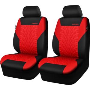 imageCAR PASS Car Seat Covers Full Sets Front ampamp Split Rear Bench for Car 3D Tyre Embossed Automotive Interior Covers Airbag Compatible Quick Setup Universal Fit Seat Covers for Car SUVCharcoalred black