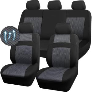 imageCAR PASS Seat Cover Full Sets 3D Air Mesh Car Seat Cover with 5mm Composite Sponge InsideAirbag Compatible Universal Fit for SUVVanssedans Trucks Automotive Interior CoversAll BlackBlack and Gray