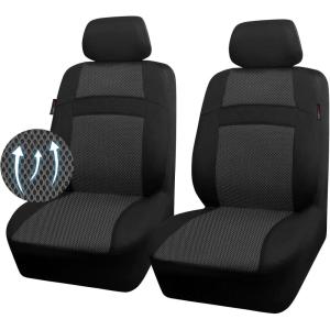 imageCAR PASS Seat Cover Full Sets 3D Air Mesh Car Seat Cover with 5mm Composite Sponge InsideAirbag Compatible Universal Fit for SUVVanssedans Trucks Automotive Interior CoversAll BlackGray black