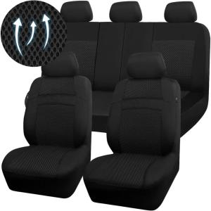 imageCAR PASS Seat Cover Full Sets 3D Air Mesh Car Seat Cover with 5mm Composite Sponge InsideAirbag Compatible Universal Fit for SUVVanssedans Trucks Automotive Interior CoversAll BlackAll Black