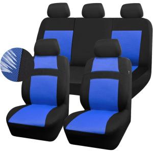 imageCAR PASS Seat Cover Full Sets 3D Air Mesh Car Seat Cover with 5mm Composite Sponge InsideAirbag Compatible Universal Fit for SUVVanssedans Trucks Automotive Interior CoversAll BlackBlack and Blue