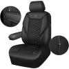 imageCAR PASS 3D Foam Mesh Leather Car Seat Covers Front Seats Air Cool Mesh Front Seat Covers for Car Universal Fit for SUV Truck Sedan Automotive Armrest Airbag CompatibleBlack and RedAll Black Leather
