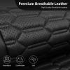 imageCAR PASS 3D Foam Mesh Leather Car Seat Covers Front Seats Air Cool Mesh Front Seat Covers for Car Universal Fit for SUV Truck Sedan Automotive Armrest Airbag CompatibleBlack and RedAll Black Leather