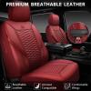 imageCAR PASS 3D Foam Mesh Leather Car Seat Covers Front Seats Air Cool Mesh Front Seat Covers for Car Universal Fit for SUV Truck Sedan Automotive Armrest Airbag CompatibleBlack and RedBurgundy Leather