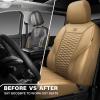 imageCAR PASS 3D Foam Mesh Leather Car Seat Covers Front Seats Air Cool Mesh Front Seat Covers for Car Universal Fit for SUV Truck Sedan Automotive Armrest Airbag CompatibleBlack and RedBeige Leather