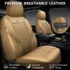 imageCAR PASS 3D Foam Mesh Leather Car Seat Covers Front Seats Air Cool Mesh Front Seat Covers for Car Universal Fit for SUV Truck Sedan Automotive Armrest Airbag CompatibleBlack and RedBeige Leather