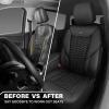 imageCAR PASS 3D Foam Mesh Leather Car Seat Covers Front Seats Air Cool Mesh Front Seat Covers for Car Universal Fit for SUV Truck Sedan Automotive Armrest Airbag CompatibleBlack and RedBlack Leather