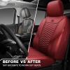 imageCAR PASS 3D Foam Mesh Leather Car Seat Covers Front Seats Air Cool Mesh Front Seat Covers for Car Universal Fit for SUV Truck Sedan Automotive Armrest Airbag CompatibleBlack and RedBurgundy Leather
