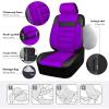 imageCAR PASS Faux Leather Car Seat Covers Front Seats Only 3D Foam Support Car Seat Covers Universal fit for Trucks Vans SUVs Sedans Automotive Comfortable Airbag Compatible 2 Pieces Front Solid BlackBlack and Purple