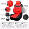 imageCAR PASS Faux Leather Car Seat Covers Front Seats Only 3D Foam Support Car Seat Covers Universal fit for Trucks Vans SUVs Sedans Automotive Comfortable Airbag Compatible 2 Pieces Front Solid BlackBlack and Red