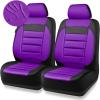 imageCAR PASS Faux Leather Car Seat Covers Front Seats Only 3D Foam Support Car Seat Covers Universal fit for Trucks Vans SUVs Sedans Automotive Comfortable Airbag Compatible 2 Pieces Front Solid BlackPurple Front
