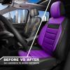 imageCAR PASS Faux Leather Car Seat Covers Front Seats Only 3D Foam Support Car Seat Covers Universal fit for Trucks Vans SUVs Sedans Automotive Comfortable Airbag Compatible 2 Pieces Front Solid BlackPurple Front