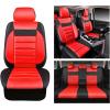 imageCAR PASS Faux Leather Car Seat Covers Front Seats Only 3D Foam Support Car Seat Covers Universal fit for Trucks Vans SUVs Sedans Automotive Comfortable Airbag Compatible 2 Pieces Front Solid BlackBlack and Red